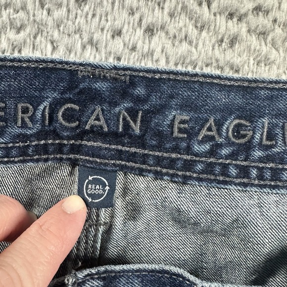 AE American Eagle Carpenter Jorts Denim Shorts Mens 34 Faded 8" Whiskering - Picture 8 of 10